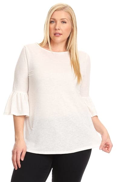 Plus Size 3/4 Bell Sleeve Top Ivory - Pack of 6