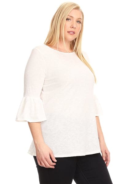 Plus Size 3/4 Bell Sleeve Top Ivory - Pack of 6