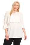Plus Size Pleated Detail Keyhole Top Off-White - Pack of 6