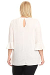 Plus Size 3/4 Sleeve Ruffle Design Top Off-White - Pack of 6