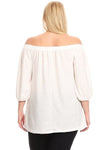 Plus Size Off-The-Shoulder "V" Cut Top Off-White - Pack of 6