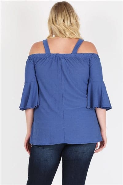 Plus Size Off The Shoulder Top Denim Blue - Pack of 6