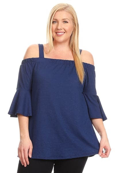 Plus Size Off The Shoulder Top Navy - Pack of 6