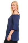 Plus Size Off The Shoulder Top Navy - Pack of 6