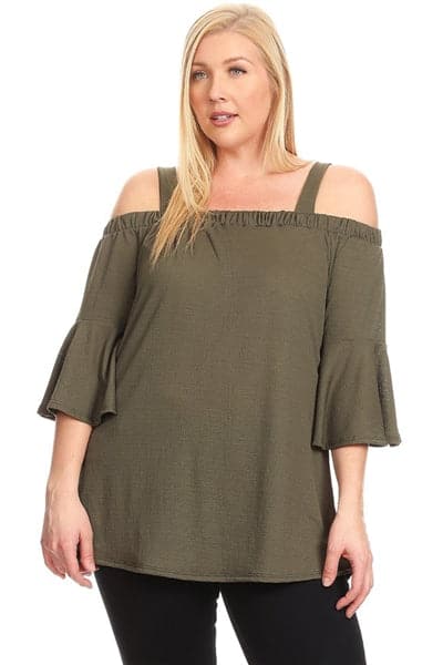 Plus Size Off The Shoulder Top Olive - Pack of 6