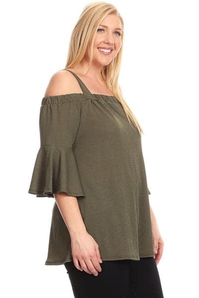 Plus Size Off The Shoulder Top Olive - Pack of 6