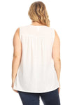 Plus Size Pleated Detail Keyhole Top Off-White - Pack of 6