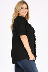 Plus Size Knit Solid Ruffle Top Black - Pack of 6