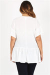 Plus Size Ruffle Solid Tunic Top Ivory - Pack of 6