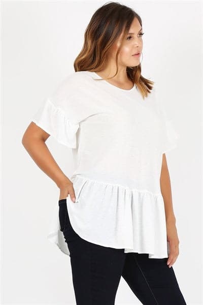 Plus Size Ruffle Solid Tunic Top Ivory - Pack of 6