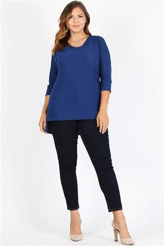 Plus Size 3/4 Sleeve Drawstring Top Eggplant - Pack of 6