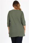 Plus Size Knit V-Neck Hi-Low Olive- Pack of 6