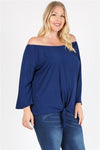 Plus Size Ruffle Solid Tunic Top Navy - Pack of 6