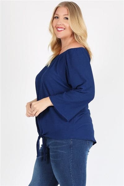 Plus Size Off The Shoulder Top Navy - Pack of 6