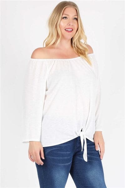 Plus Size Off The Shoulder Top White - Pack of 6