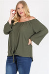 Plus Size Off The Shoulder Top Olive - Pack of 6