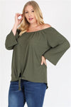 Plus Size Ruffle Solid Tunic Top Ivory - Pack of 6