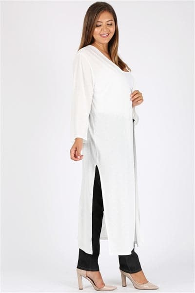 Plus Size Open Front Long Cardigan White  - Pack of 6