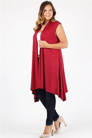 Plus Size Open Front Banded Hem Plaid Cardigan Red Black - Pack of 6