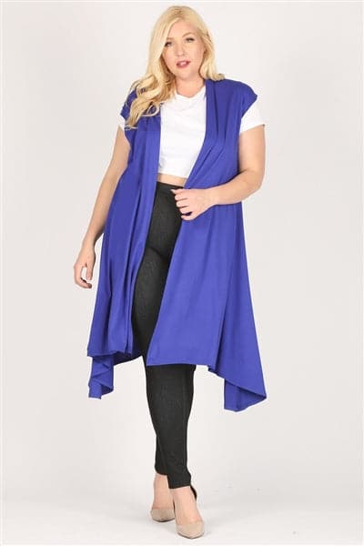 Plus size open front long Cardigan Robe Royal  -  Pack of 6