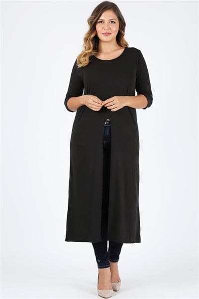 Plus Size Front Split Maxi Top Black - Pack of 6