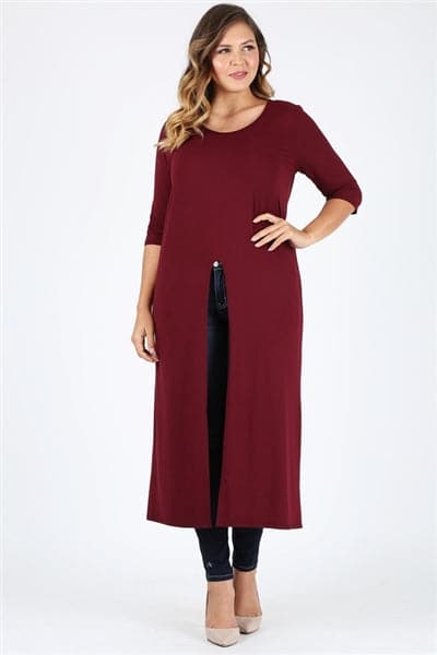 Plus Size Front Split Maxi Top Burgundy - Pack of 6