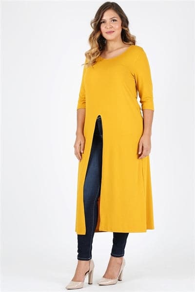 Plus Size Front Split Maxi Top Mustard - Pack of 6