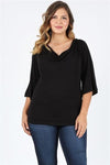 Plus Size 3/4 Sleeve Ruffle Design Top Off-White - Pack of 6