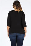 Plus Size 3/4 Sleeve Solid Top Black - Pack of 6