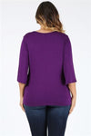 Plus Size 3/4 Sleeve Solid Top Eggplant - Pack of 6