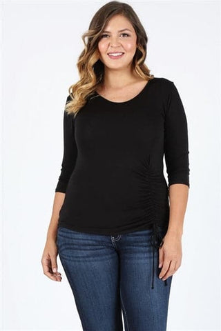 Plus Size 3/4 Sleeve Ruffle Design Top Black - Pack of 6