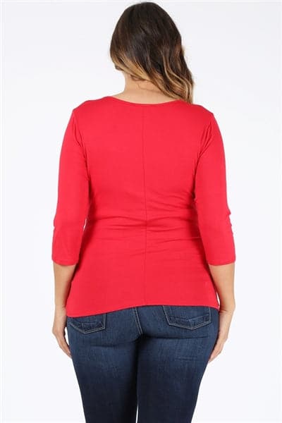 Plus Size 3/4 Sleeve Drawstring Top Red - Pack of 6
