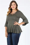 Plus Size Bell-Sleeves Top Olive - Pack of 6