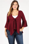 Plus Size Bay-Doll Cardigan Top Burgundy - Pack of 6