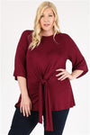 Plus Size Tie-Front Tunic Burgundy - Pack of 6