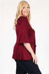 Plus Size Tie-Front Tunic Burgundy - Pack of 6