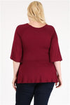 Plus Size Tie-Front Tunic Burgundy - Pack of 6