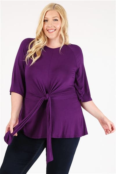 Plus Size Tie-Front Tunic Plum - Pack of 6