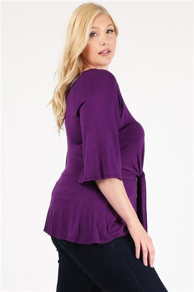 Plus Size Tie-Front Tunic Plum - Pack of 6