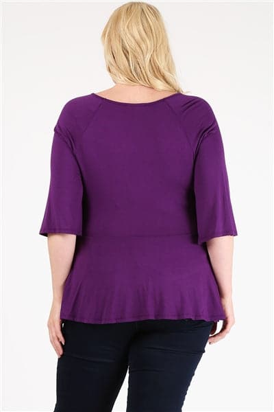 Plus Size Tie-Front Tunic Plum - Pack of 6