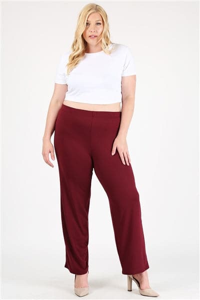 High Waist Plus Size Relaxed Fit Pants Burgundy - Pack of 6 High Waist Plus Size Relaxed Fit Pants Burgundy - Pack of 6