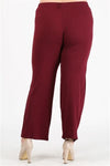 High Waist Plus Size Relaxed Fit Pants Burgundy - Pack of 6