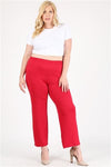 High Waist Plus Size Relaxed Fit Pants Burgundy - Pack of 6