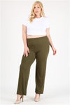 High Waist Plus Size Relaxed Fit Pants Burgundy - Pack of 6