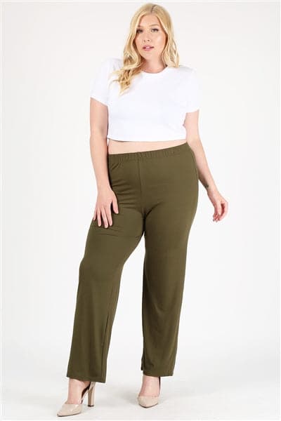 High Waist Plus Size Relaxed Fit Pants Olive - Pack of 6