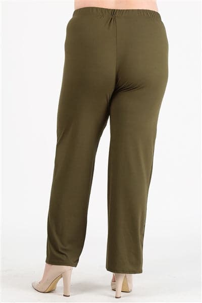 High Waist Plus Size Relaxed Fit Pants Olive - Pack of 6