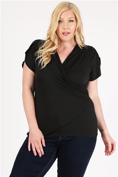 Plus Size Ruched Top Black - Pack of 6
