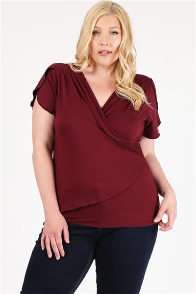 Plus Size Ruched Top Burgundy - Pack of 6