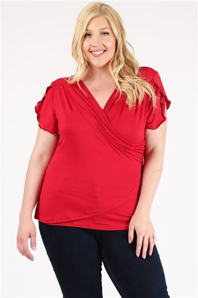 Plus Size Ruched Top Crimson - Pack of 6