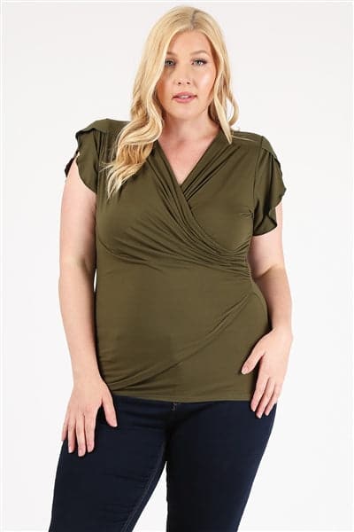 Plus Size Ruched Top Olive - Pack of 6